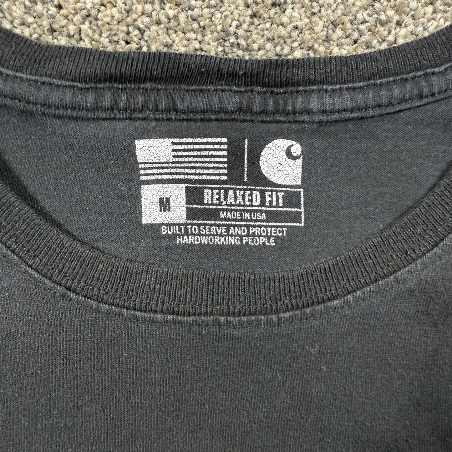Carhartt Mens Graphic T-Shirt American Flag Logo Durable Goods Black