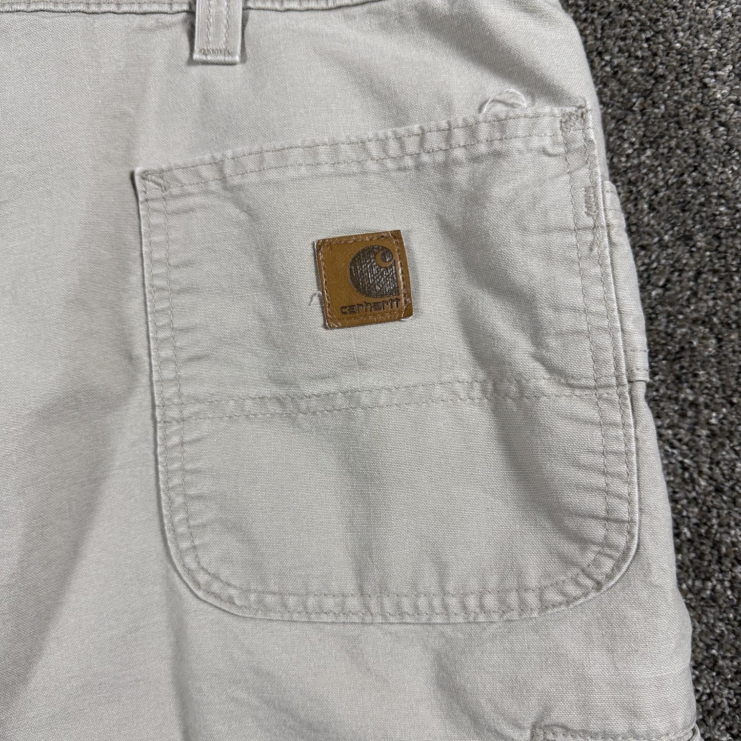 Carhartt Mens Work Shorts Double Knee Carpenter Size 44 Tan Cotton Canvas