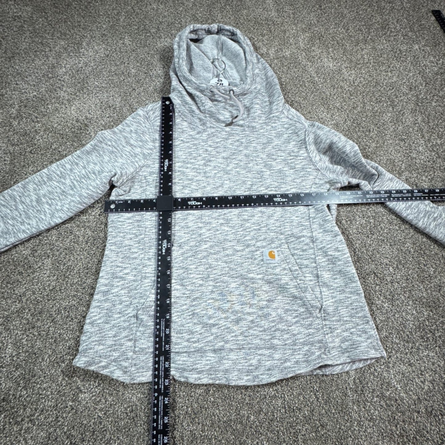 Carhartt Womens Hoodie Sweatshirt M Heather Gray Funnel Neck Pullover Newberry