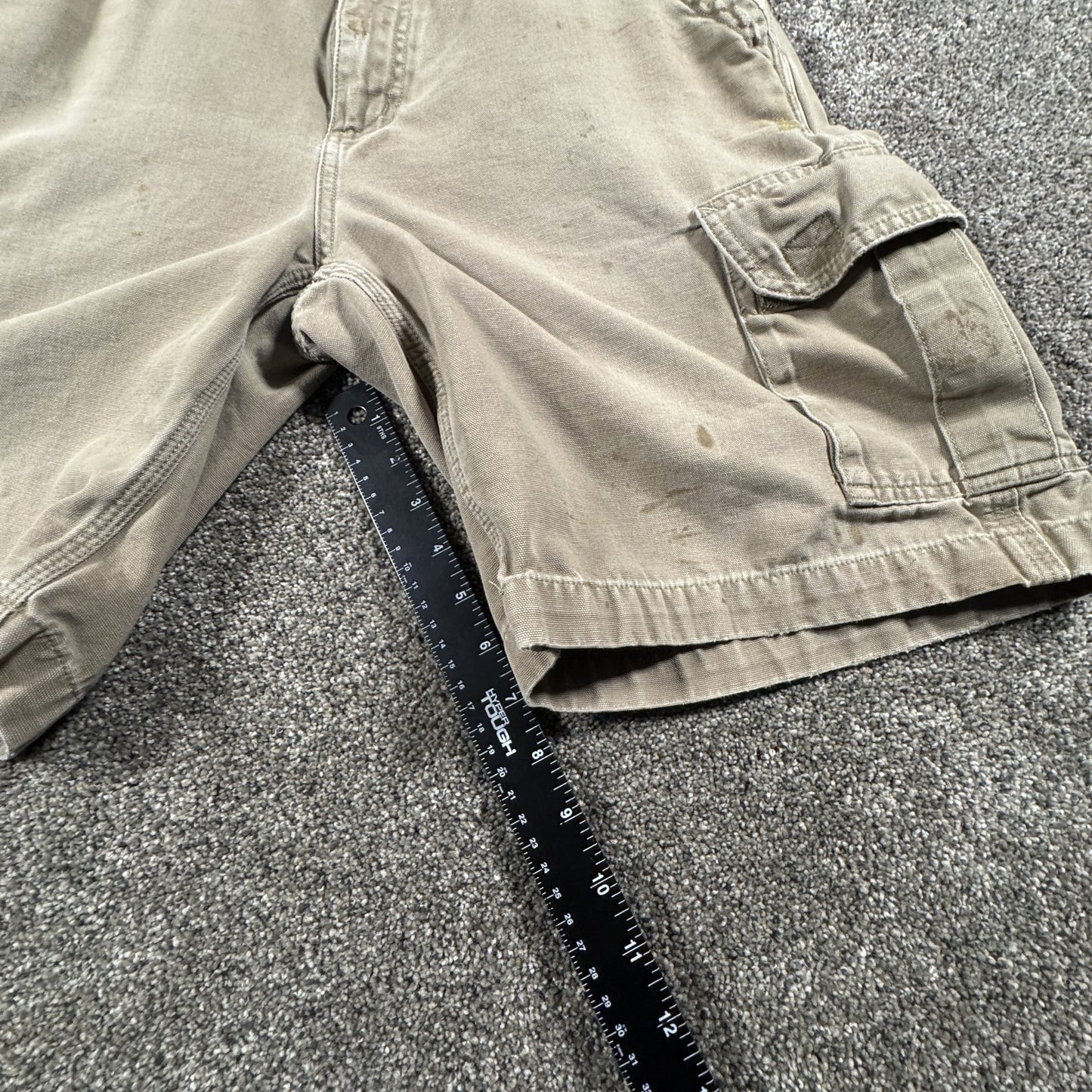 Carhartt Mens Work Cargo Shorts Size 32 Tan Canvas Utility Carpenter