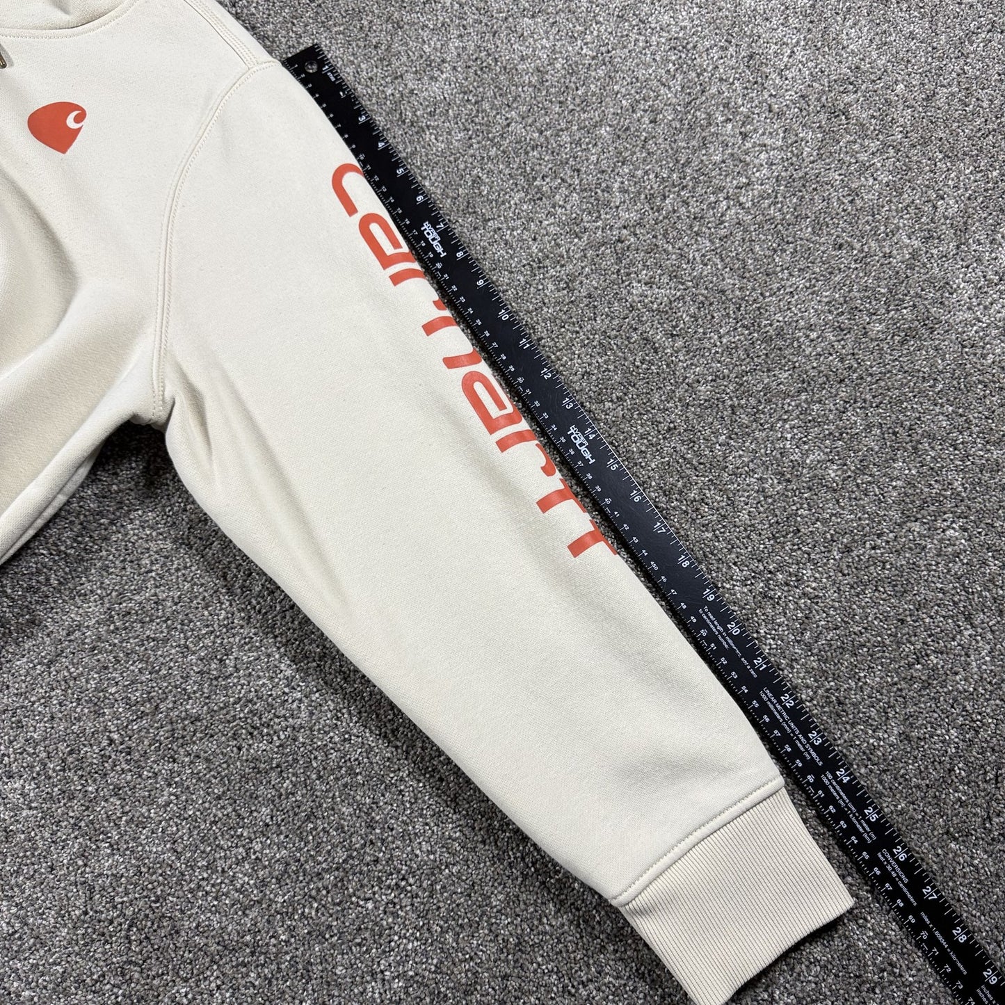 Carhartt Womens Clarksburg Hoodie Relaxed Fit XXL 20 Cream Sweatshirt Spellout