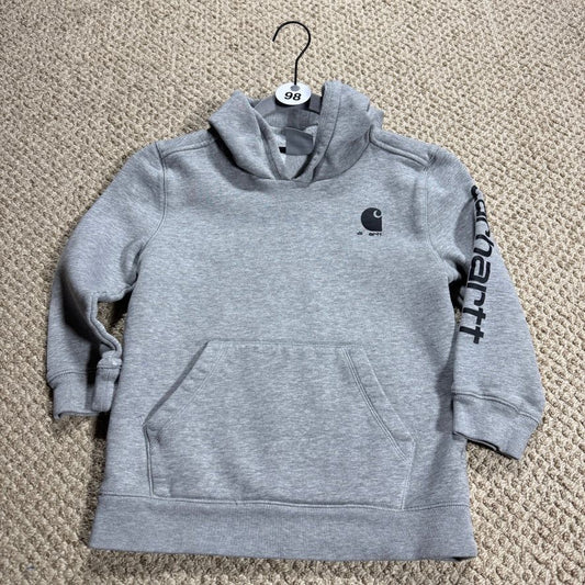 Carhartt Boys/Girls Hoodie Pullover Sweatshirt 7 Gray Logo Long Sleeve Hooded