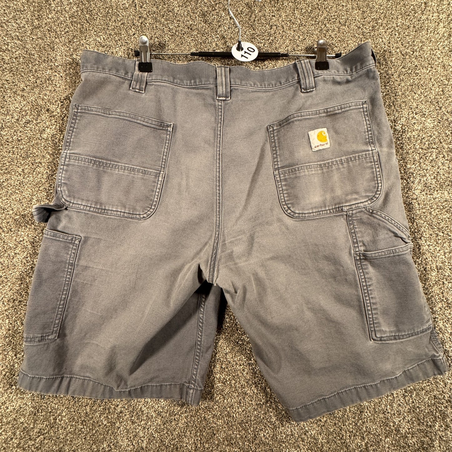 Carhartt Mens Carpenter Work Shorts Size 40 Relaxed Fit Gray Faded Cotton