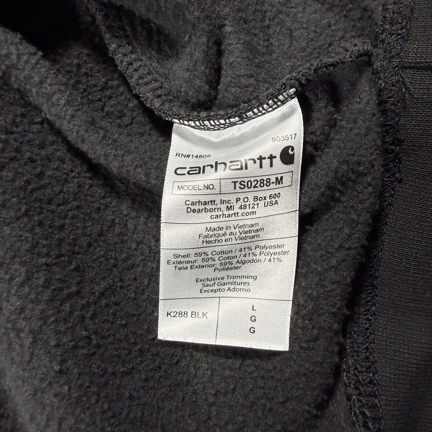 Carhartt Mens Hoodie Large Black Loose Fit Custom Graphic Pullover