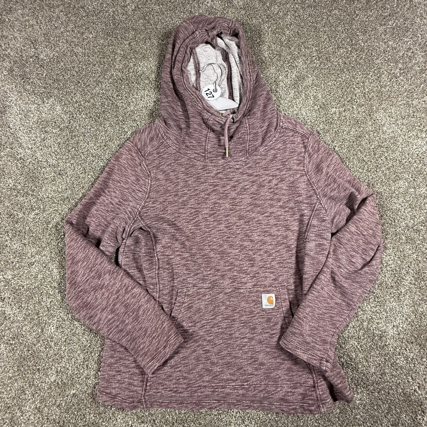 Carhartt Womens Hoodie Pullover L 12/14 Heathered Maroon Cotton Polyester Blend