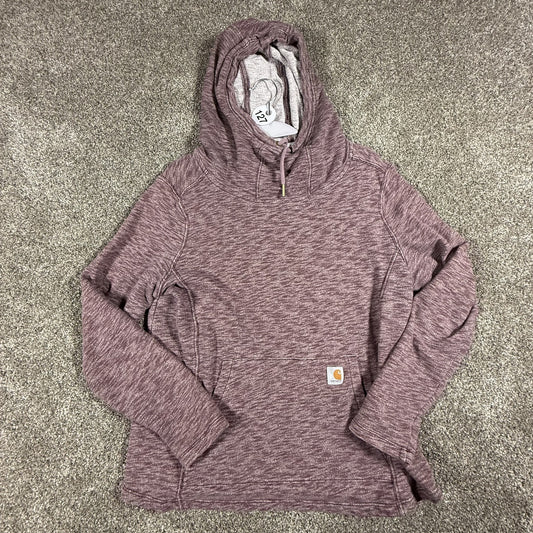 Carhartt Womens Hoodie Pullover L 12/14 Heathered Maroon Cotton Polyester Blend