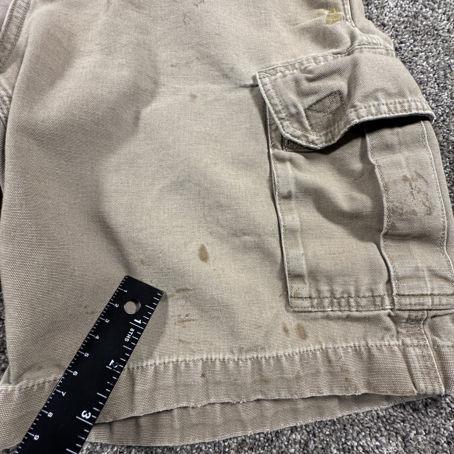 Carhartt Mens Work Cargo Shorts Size 32 Tan Canvas Utility Carpenter
