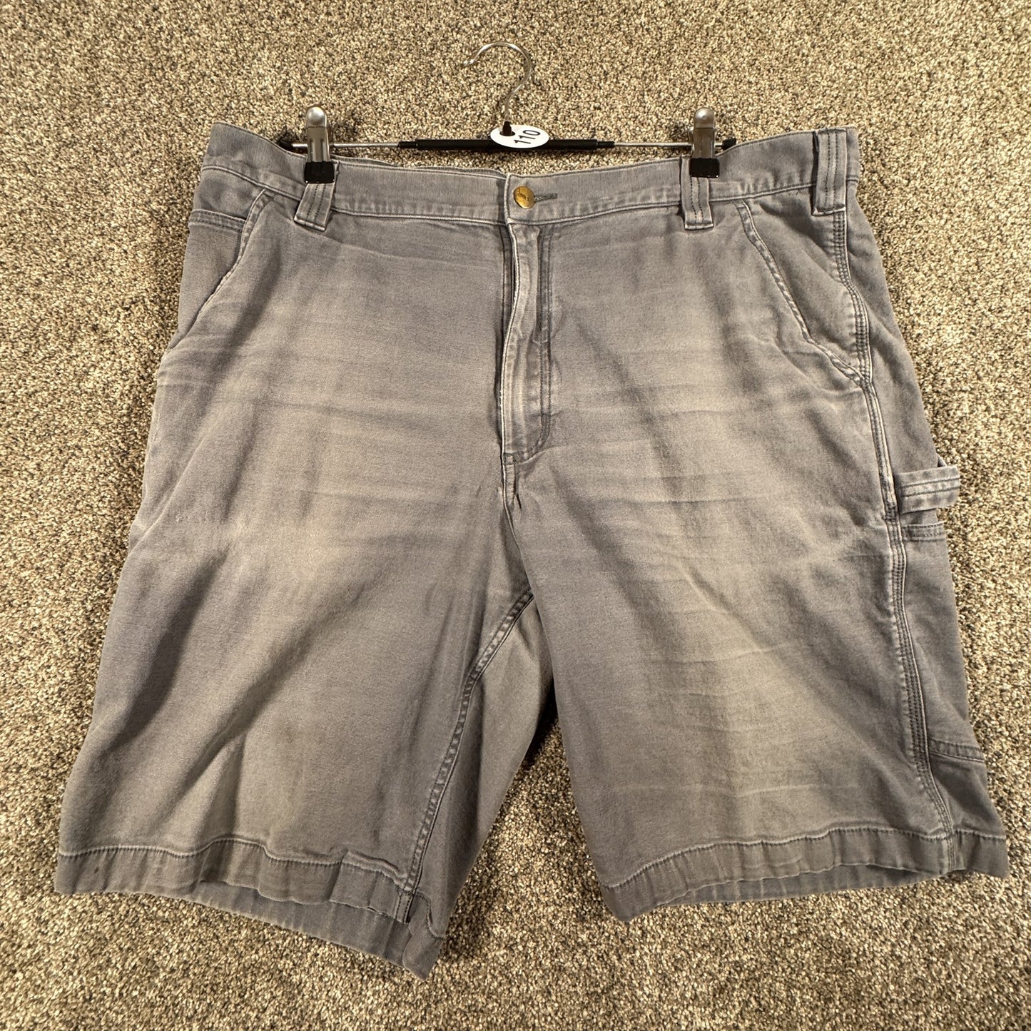 Carhartt Mens Carpenter Work Shorts Size 40 Relaxed Fit Gray Faded Cotton