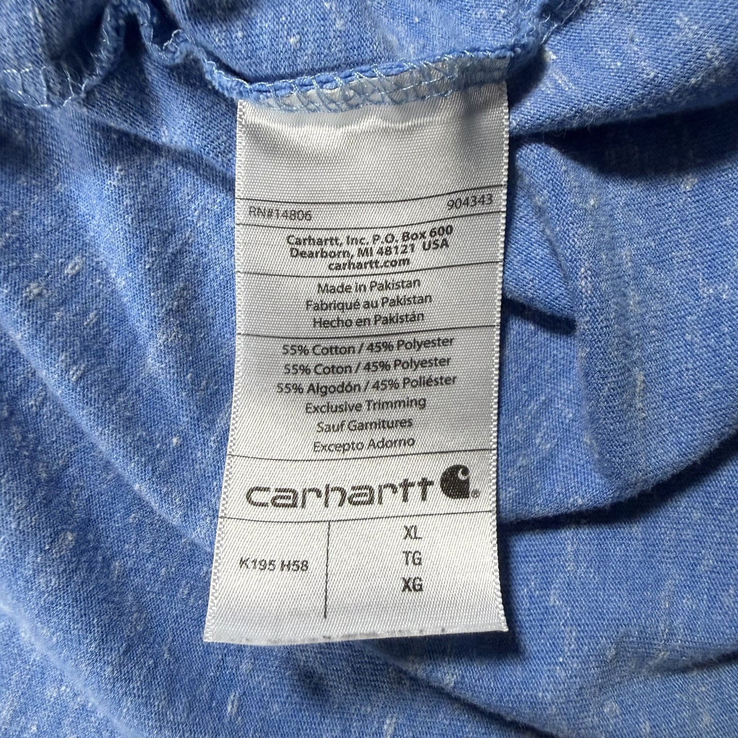 Carhartt Mens T Shirt XL Blue Loose Fit Graphic Logo Cotton Polyester
