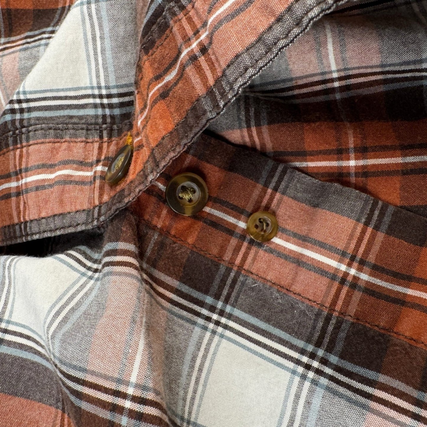 Carhartt Mens S Button Up Shirt Small Orange Plaid Short Sleeve Workwear