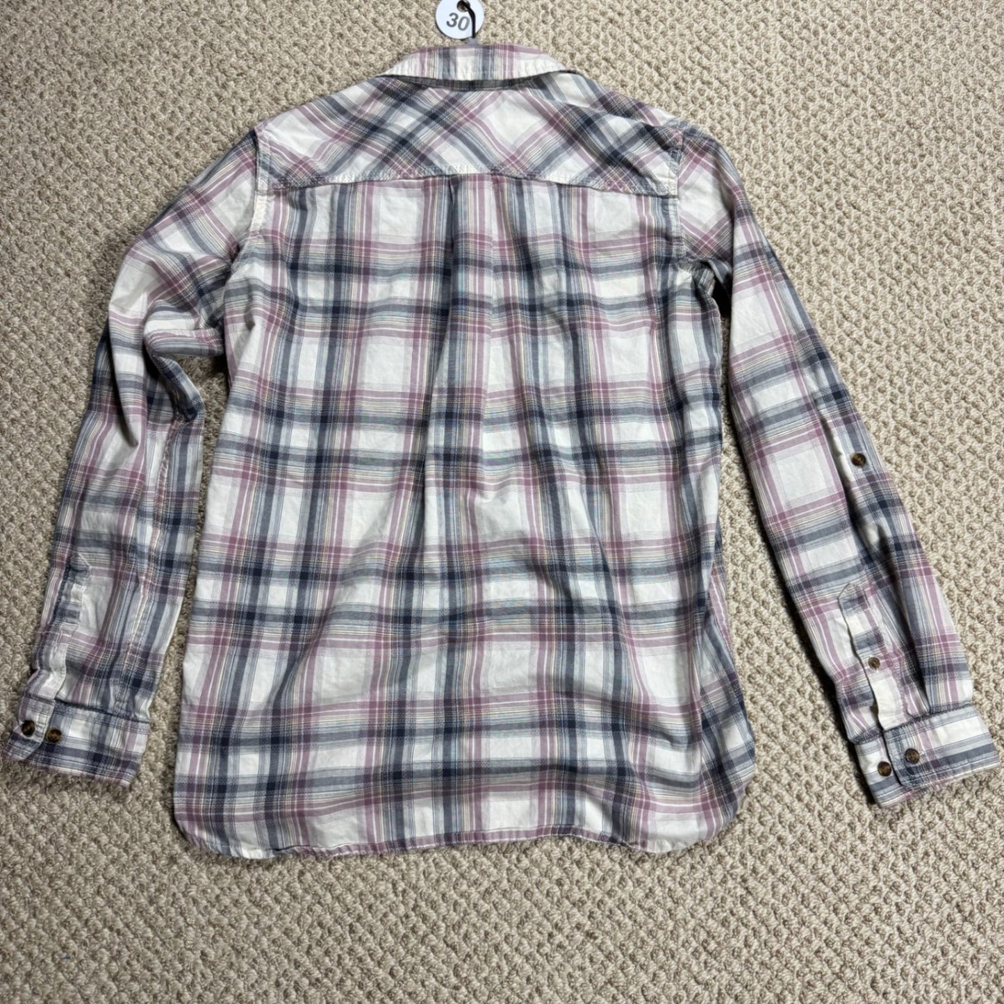 Carhartt Womens Plaid Flannel Shirt Size S Button Up Long Sleeve Pink Gray