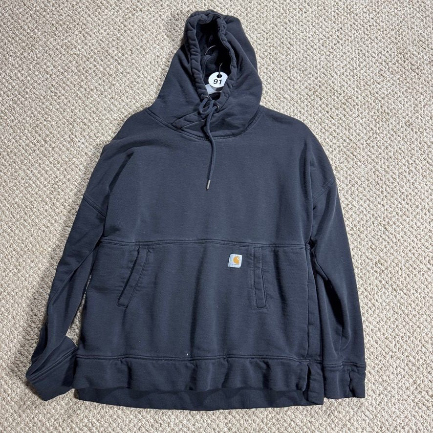 Carhartt Womens Hoodie Sweatshirt Pullover Size Medium 8-10 Black Relaxed Fit
