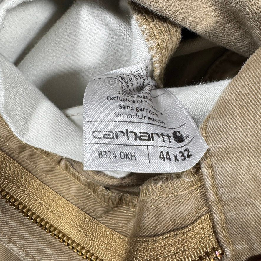 Carhartt Mens Carpenter Pants 44x32 Tan Relaxed Fit Distressed Stained