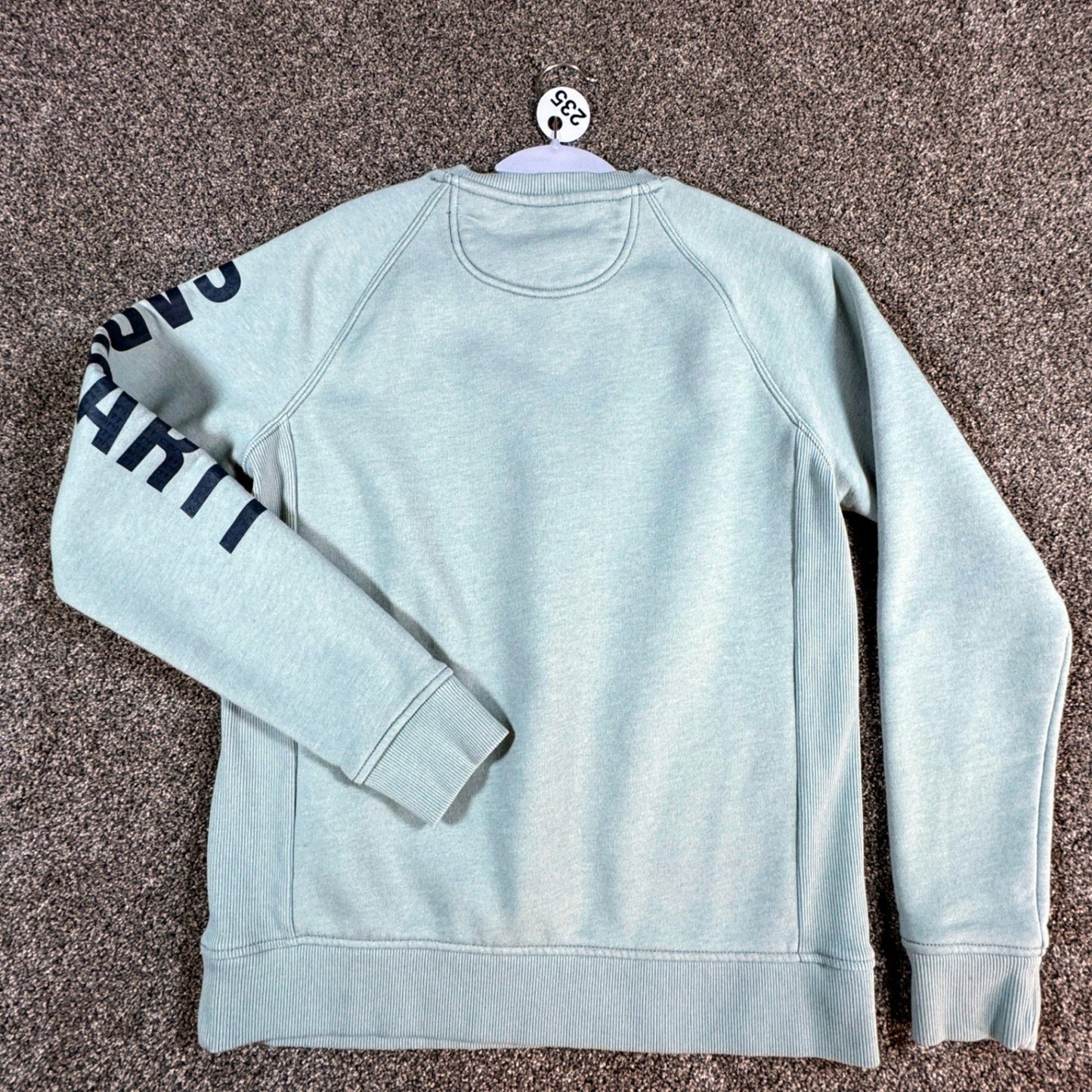 Carhartt Womens Sweatshirt Size M 8-10 Light Green Pullover Spellout Crewneck