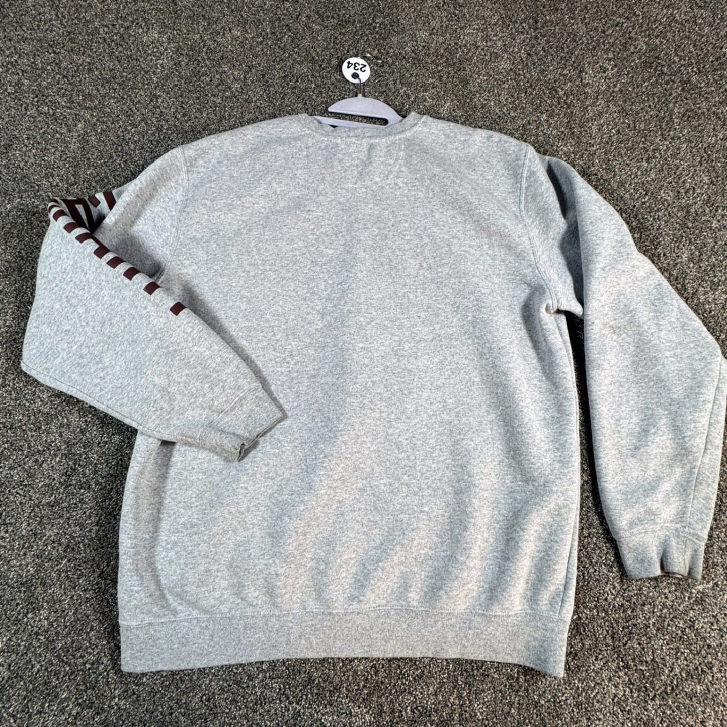 Carhartt Mens Sweatshirt Large Gray Loose Fit Pullover Crewneck Spellout STAINS