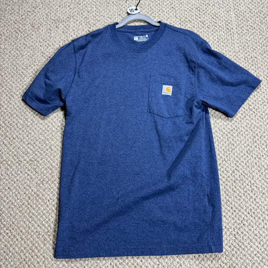Carhartt Mens K87 Workwear Pocket T-Shirt Size S Blue Loose Fit Heather