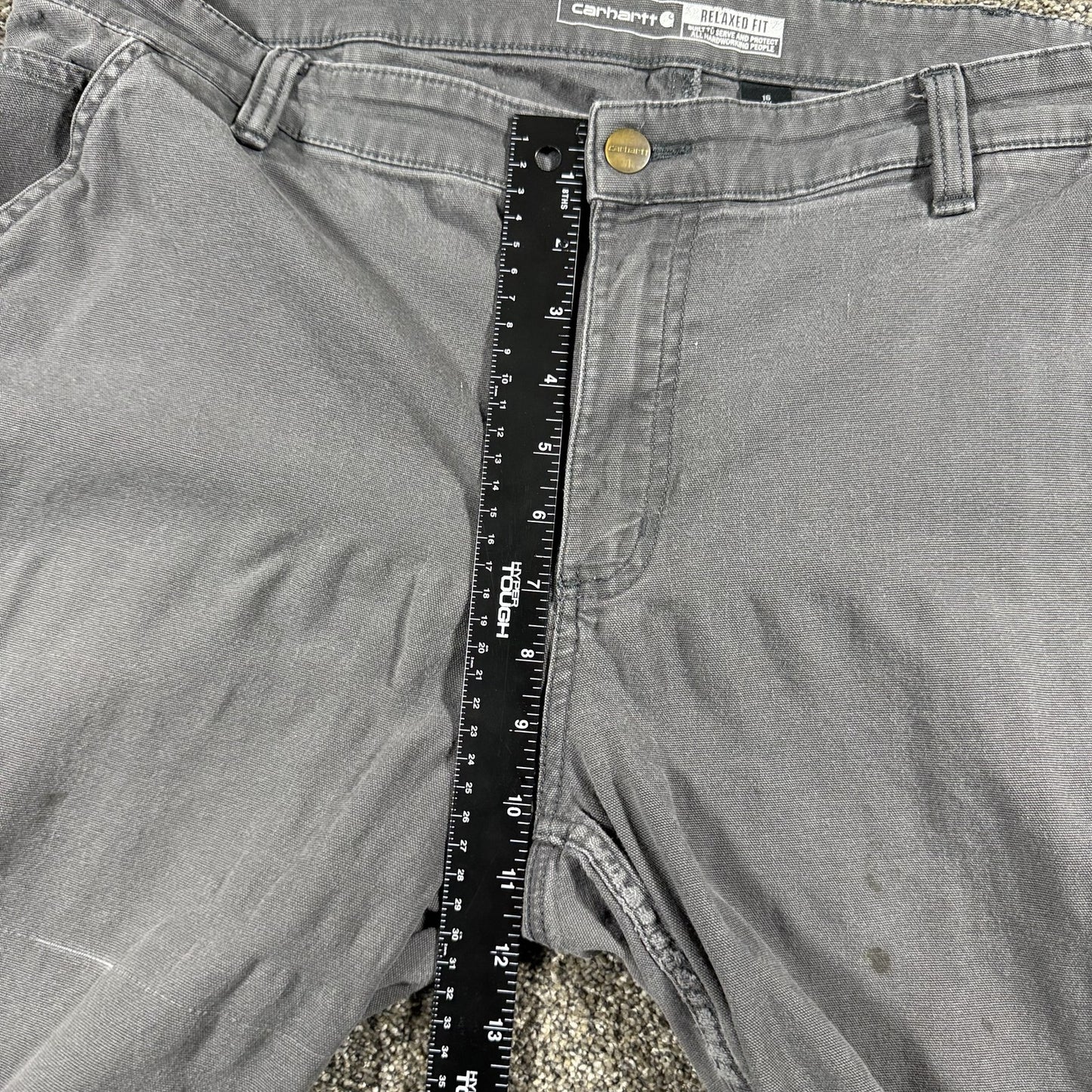 Carhartt Womens Relaxed Fit Work Pants 16 Tall Gray Stretch Cotton Stains/Snags