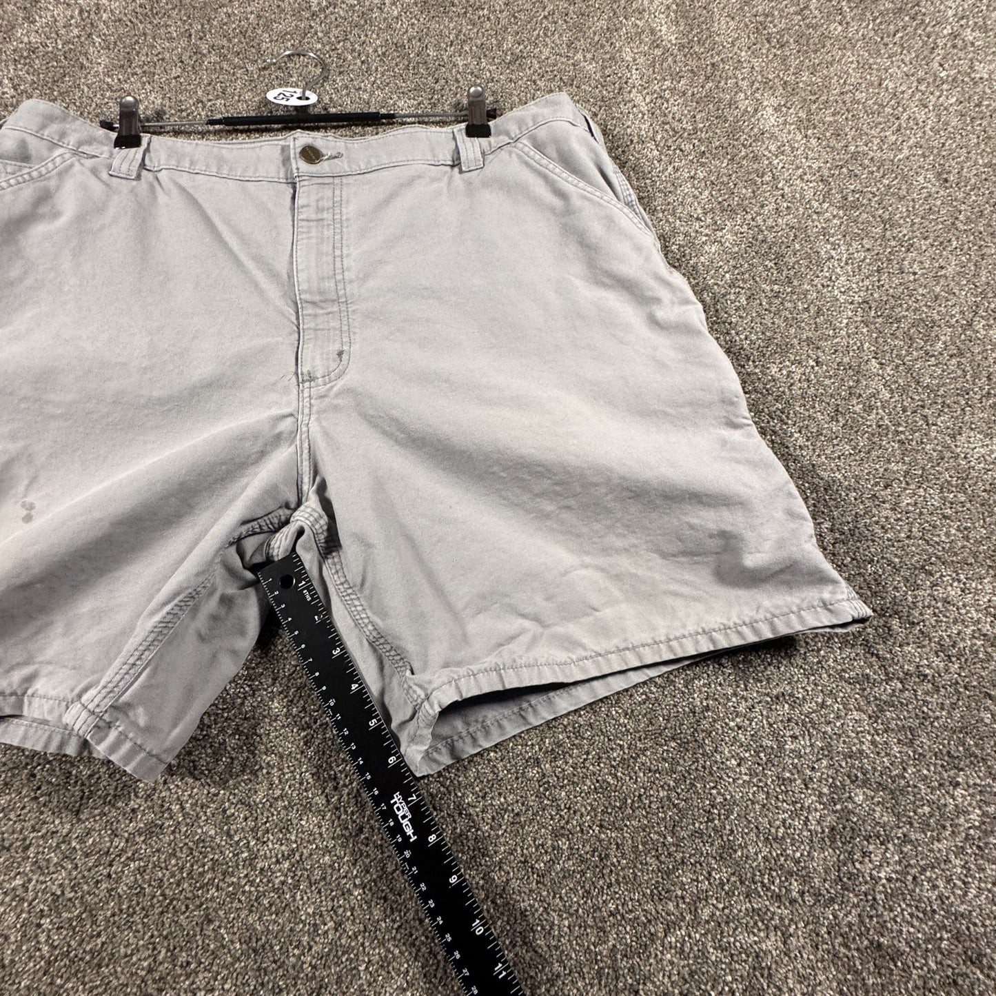 Carhartt Mens Carpenter Work Shorts Size 42 Gray Canvas Cotton Utility Stained