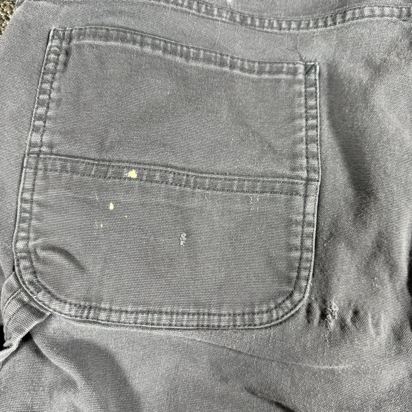 Carhartt Womens Relaxed Fit Work Pants 16 Tall Gray Stretch Cotton Stains/Snags