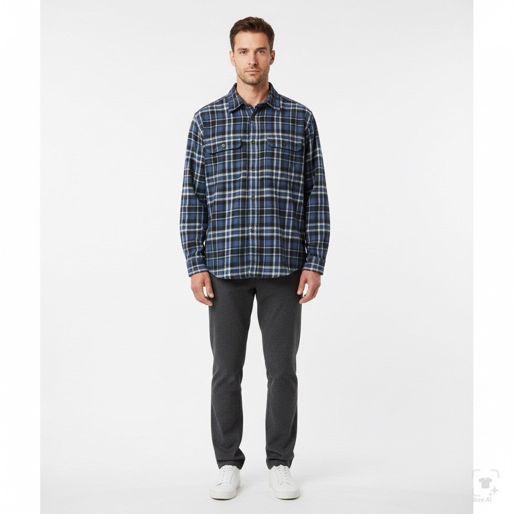 Carhartt Mens Flannel Shirt XL Blue Plaid Button Up Long Sleeve Cotton