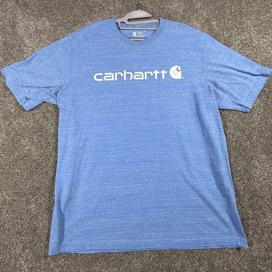 Carhartt Mens T Shirt XL Blue Loose Fit Graphic Logo Cotton Polyester