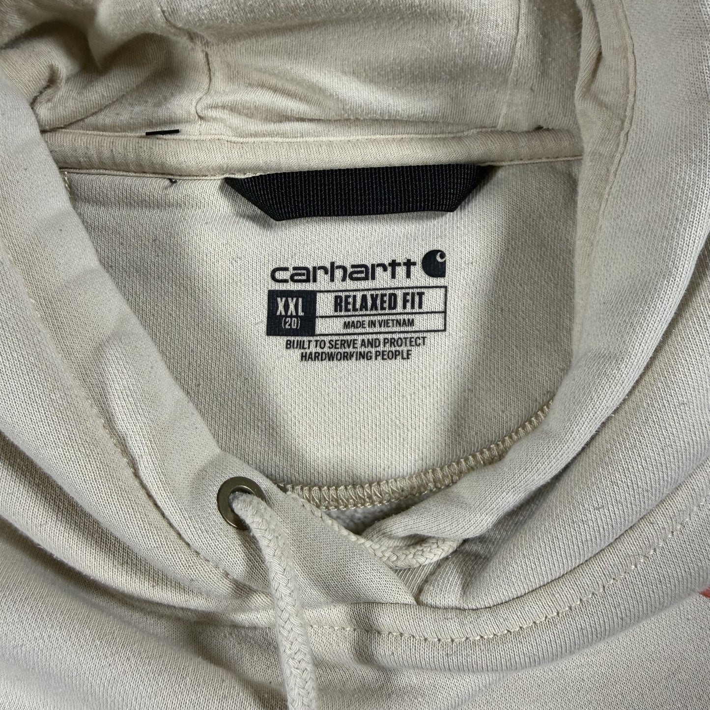 Carhartt Womens Clarksburg Hoodie Relaxed Fit XXL 20 Cream Sweatshirt Spellout