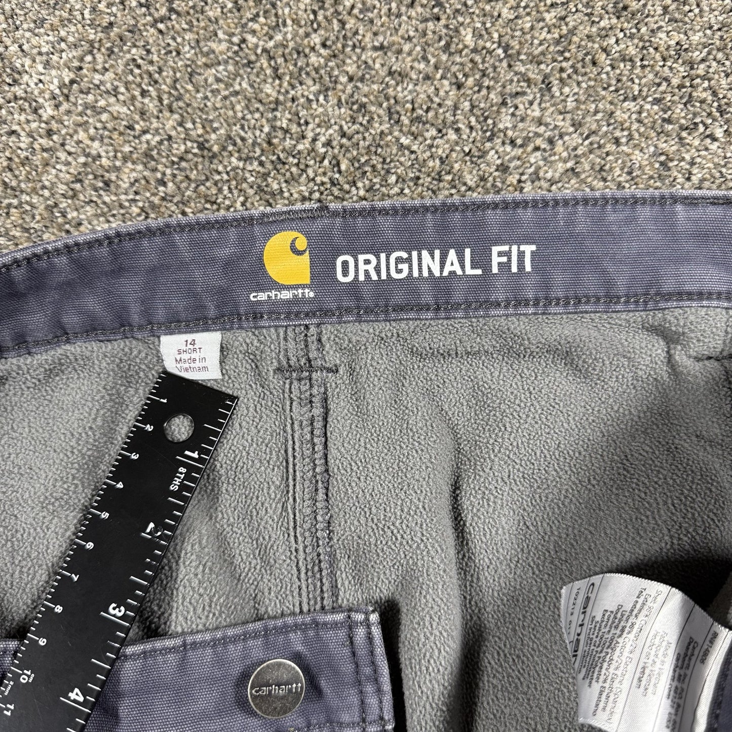 Carhartt Womens Fleece Lined Work Pants Carpenter Original Fit 14 Short Gray