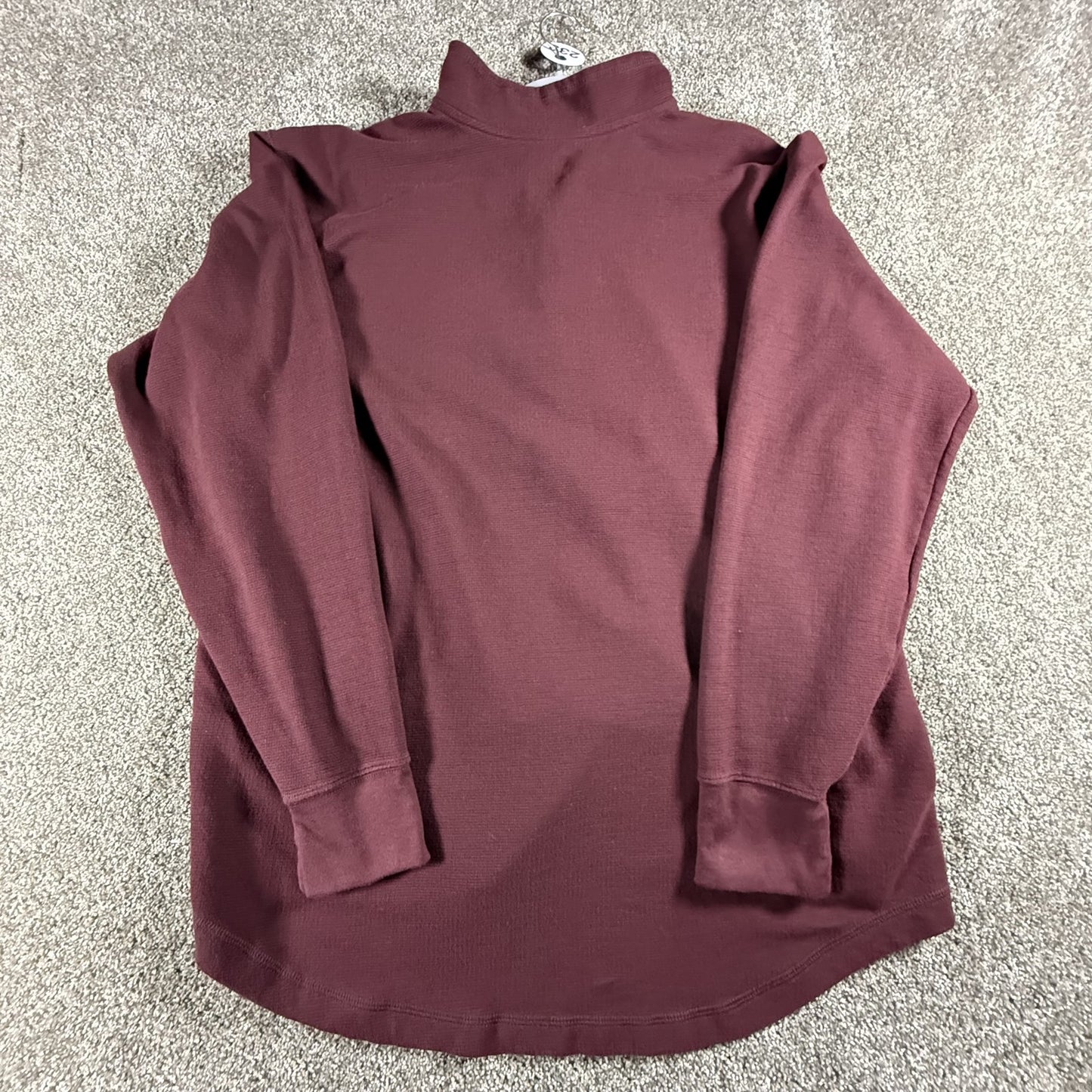 Carhartt Mens Quarter Zip Pullover Shirt 2XL Maroon Relaxed Fit Long Sleeve