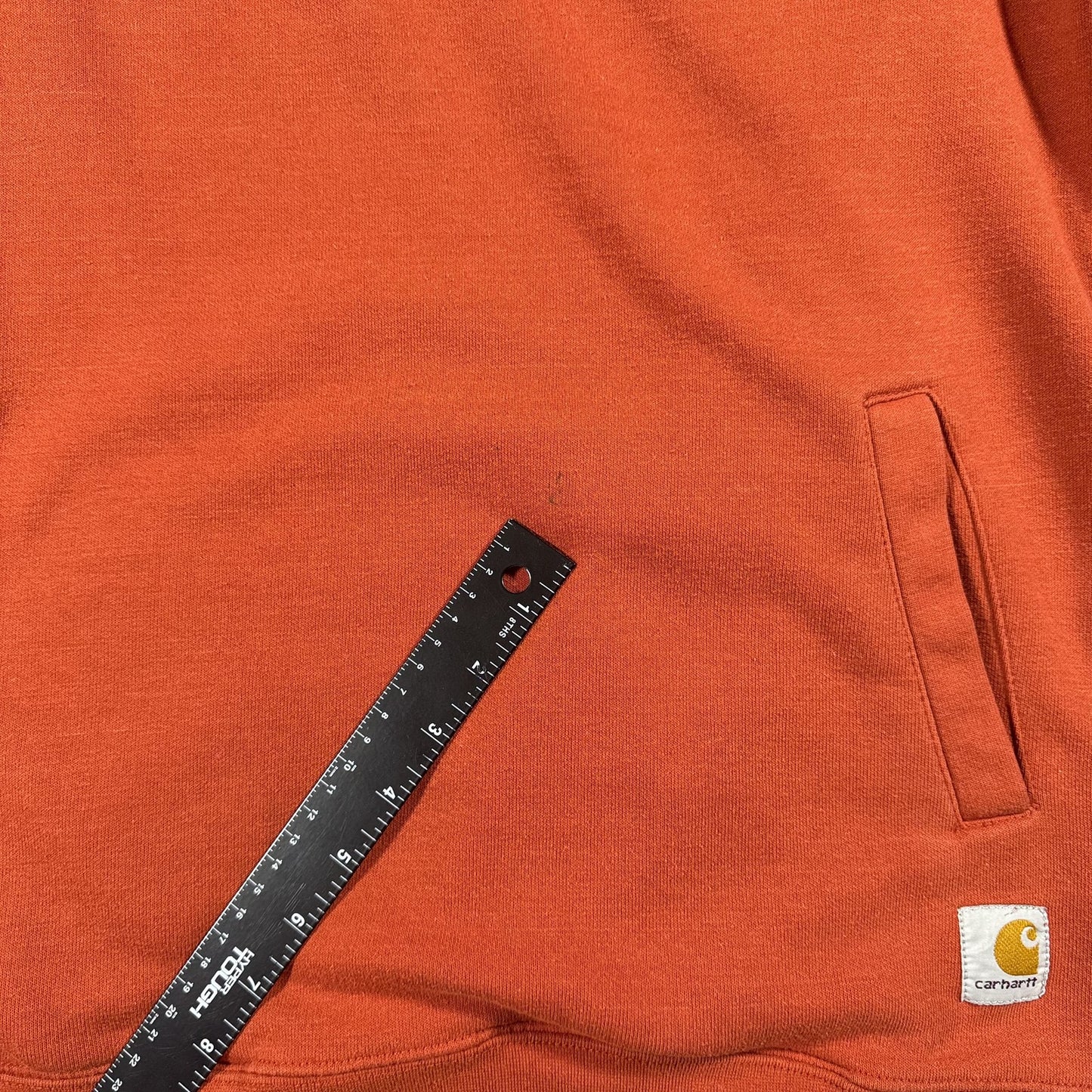 Carhartt Mens Quarter Zip Sweatshirt Pullover Size M Orange Workwear Fleece