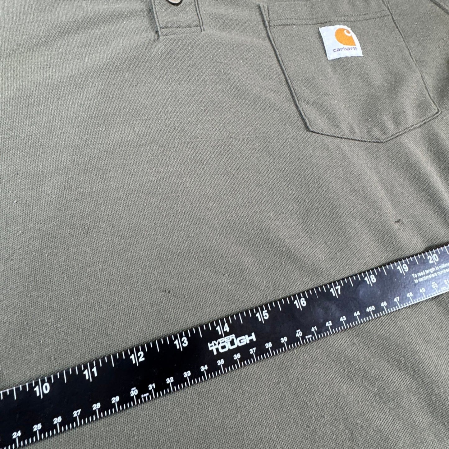Carhartt Mens Polo Shirt Original Fit Pocket Workwear XL Olive Green w/FLAWS