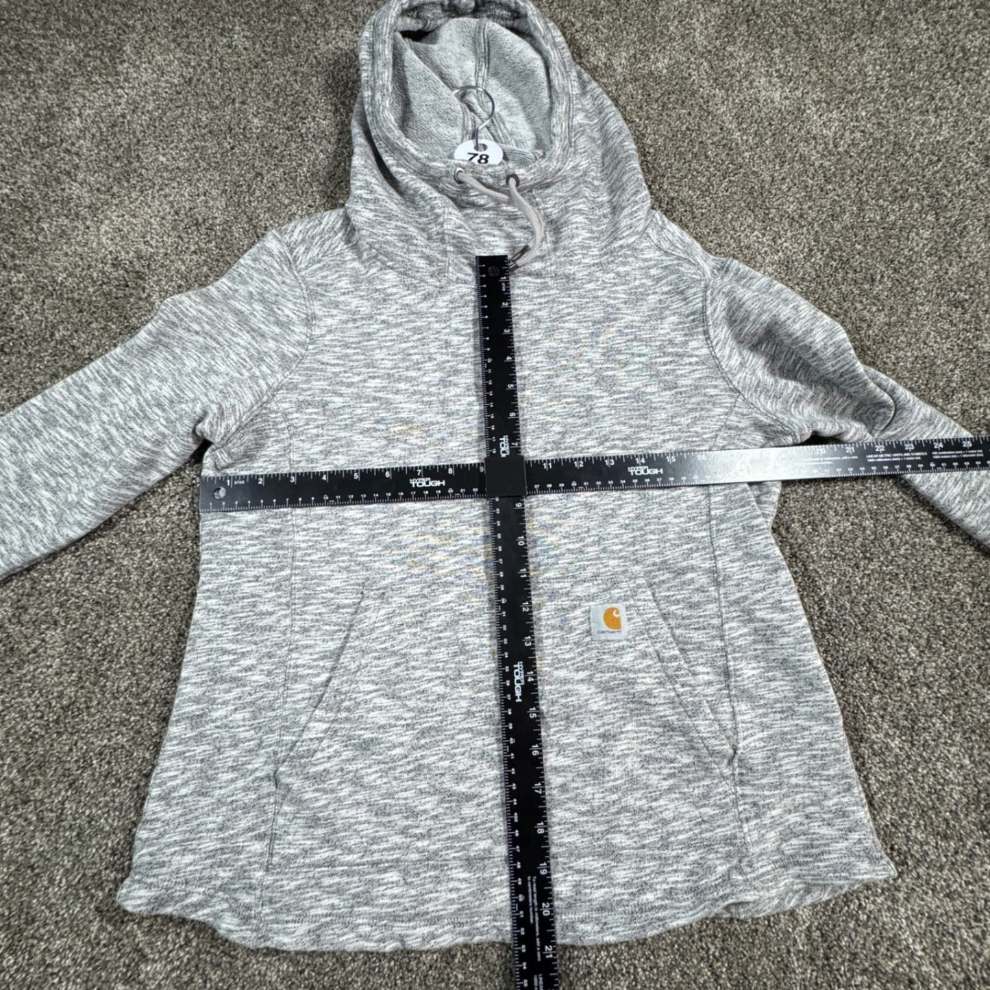 Carhartt Womens Hoodie Sweatshirt M Heather Gray Funnel Neck Pullover Newberry