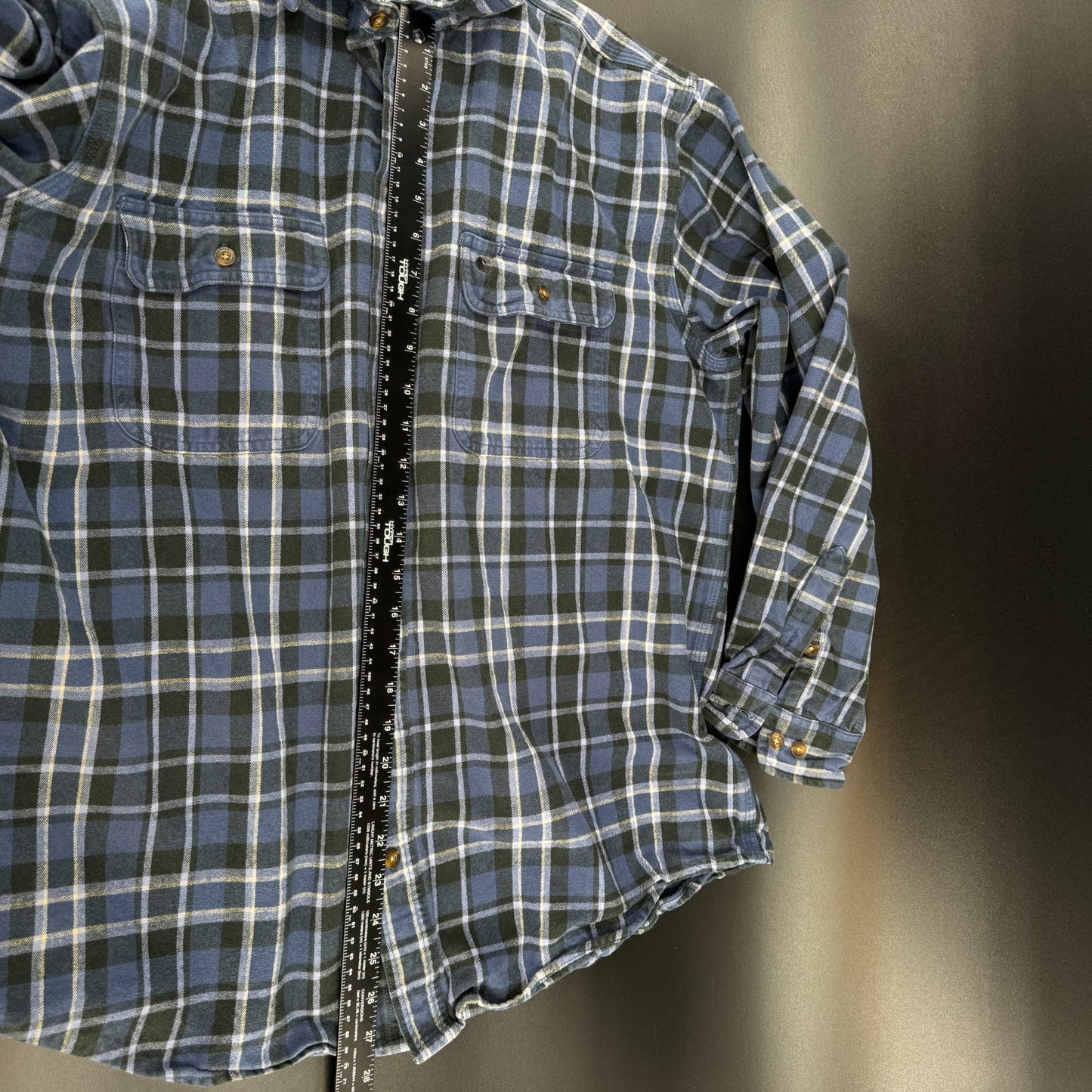 Carhartt Mens Flannel Shirt XL Blue Plaid Button Up Long Sleeve Cotton
