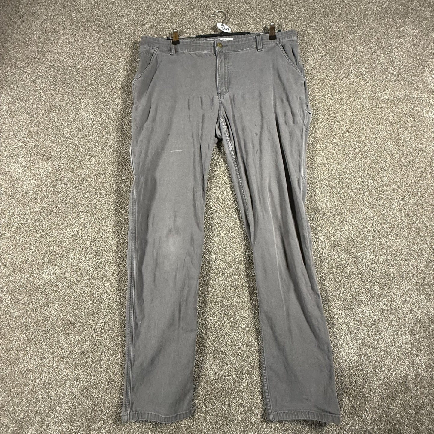 Carhartt Womens Relaxed Fit Work Pants 16 Tall Gray Stretch Cotton Stains/Snags
