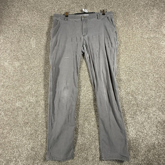 Carhartt Womens Relaxed Fit Work Pants 16 Tall Gray Stretch Cotton Stains/Snags