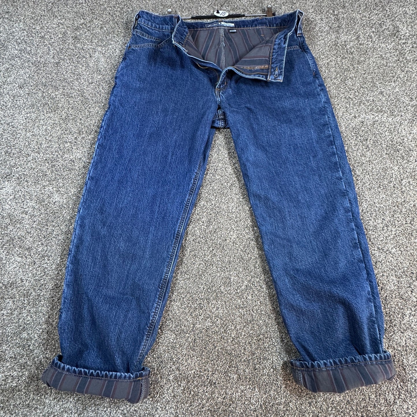 Carhartt Mens Relaxed Fit Flannel Lined Jeans 40x30 Blue Denim Work Pants