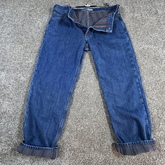 Carhartt Mens Relaxed Fit Flannel Lined Jeans 40x30 Blue Denim Work Pants