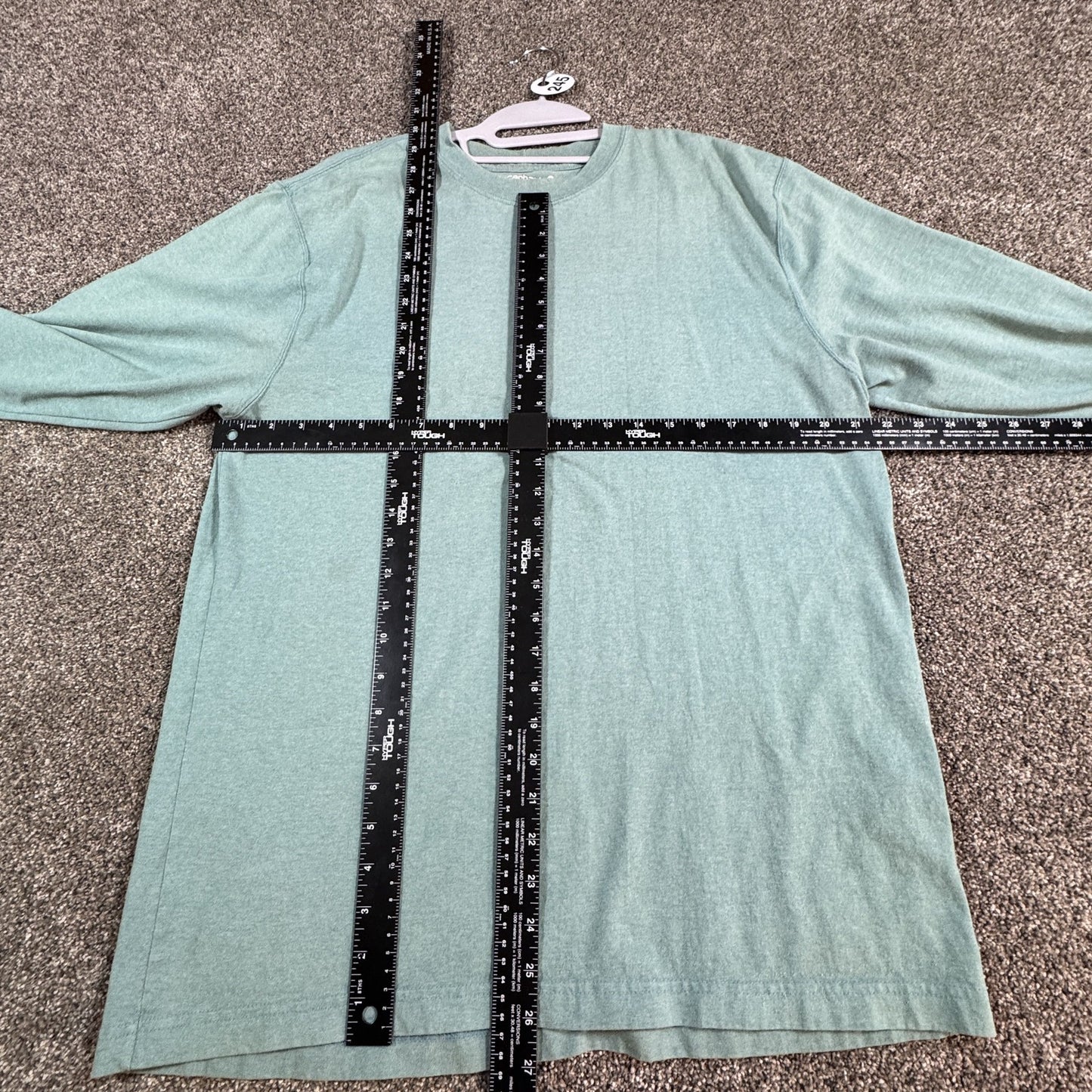 Carhartt Mens Long Sleeve T-Shirt M Loose Fit Teal Logo Work Shirt Spellout