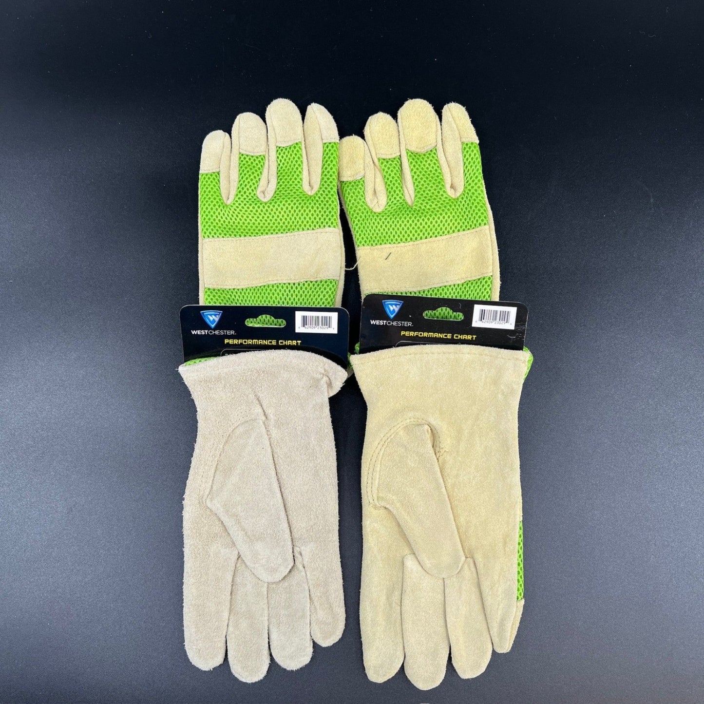 Westchester Womens Work Gloves Lot of 2 Pairs Large L Green Leather Palm Mesh