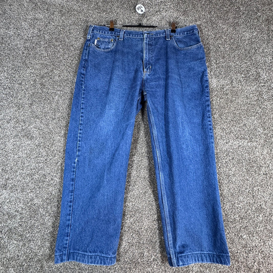 Carhartt Mens B460 Jeans Size 42x28 (hemmed) Relaxed Fit Blue Denim Workwear