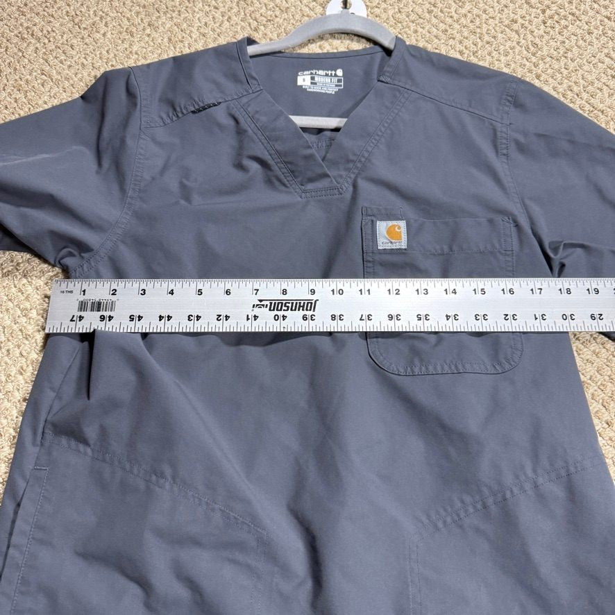Carhartt Force Mens Scrub Top Small Modern Fit Gray Medical Scrubs