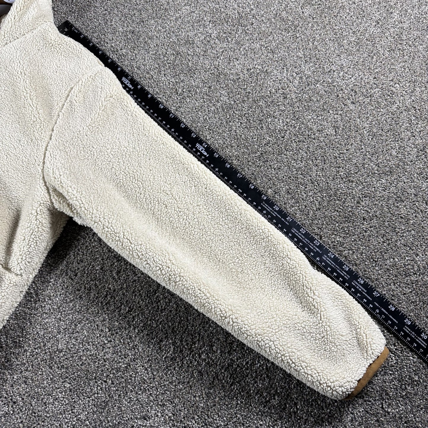 Carhartt Womens M 8-10 Cream Sherpa Fleece Quarter Zip Pullover Loose Fit
