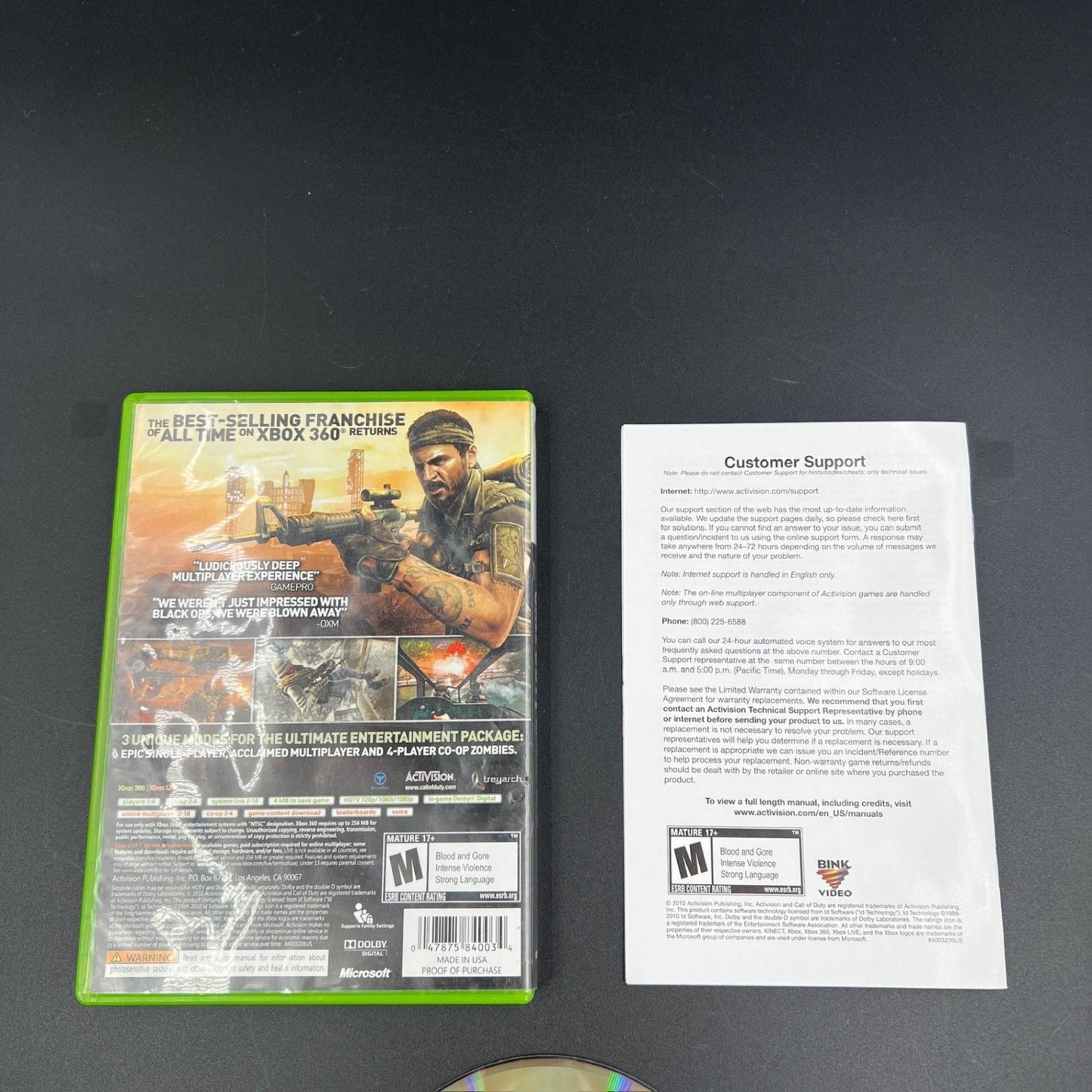 Call of Duty Black Ops Microsoft Xbox 360 Video Game Complete With Manual CIB