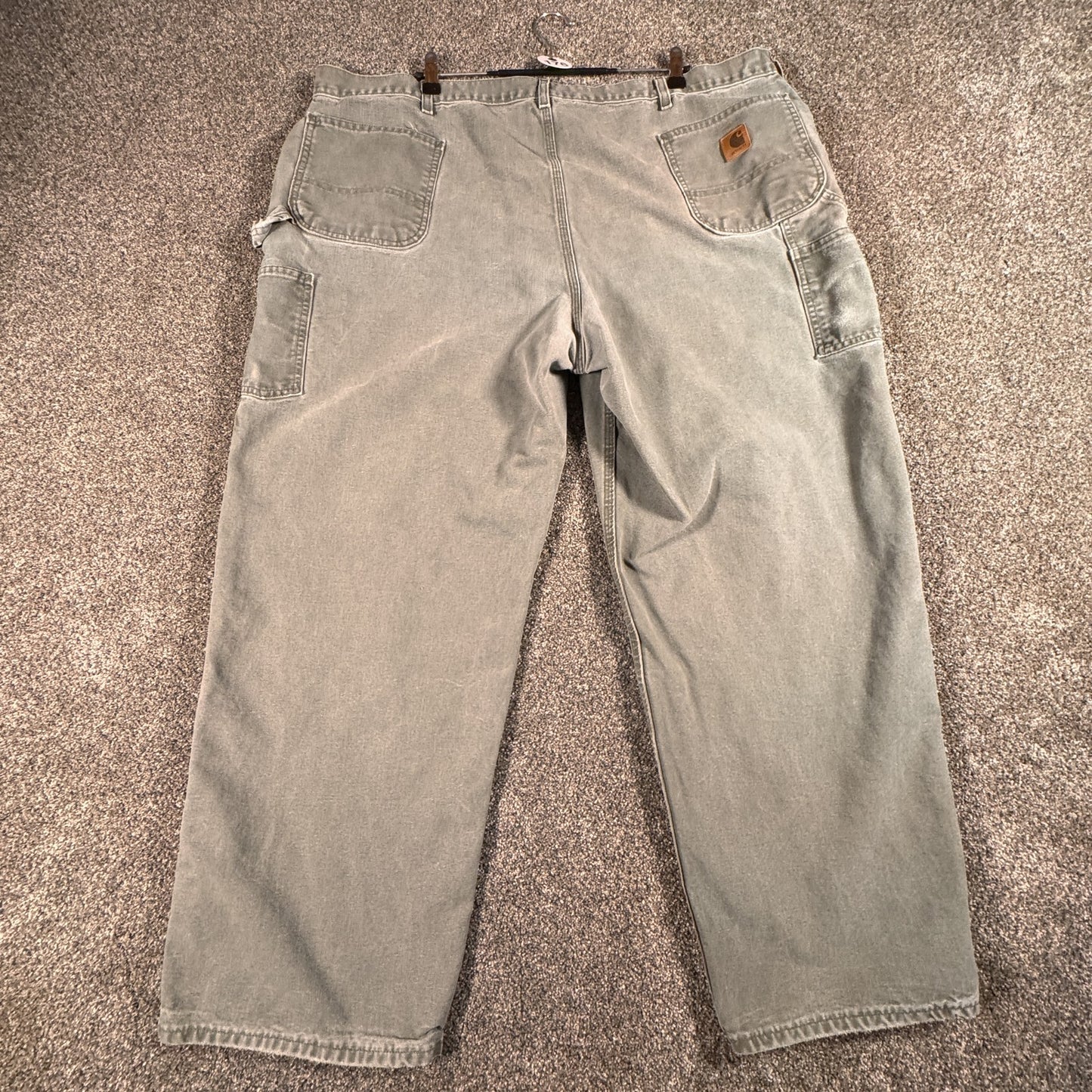 Carhartt Mens Carpenter Work Pants 50x32 Green B11 Moss Dungaree Fit Cotton
