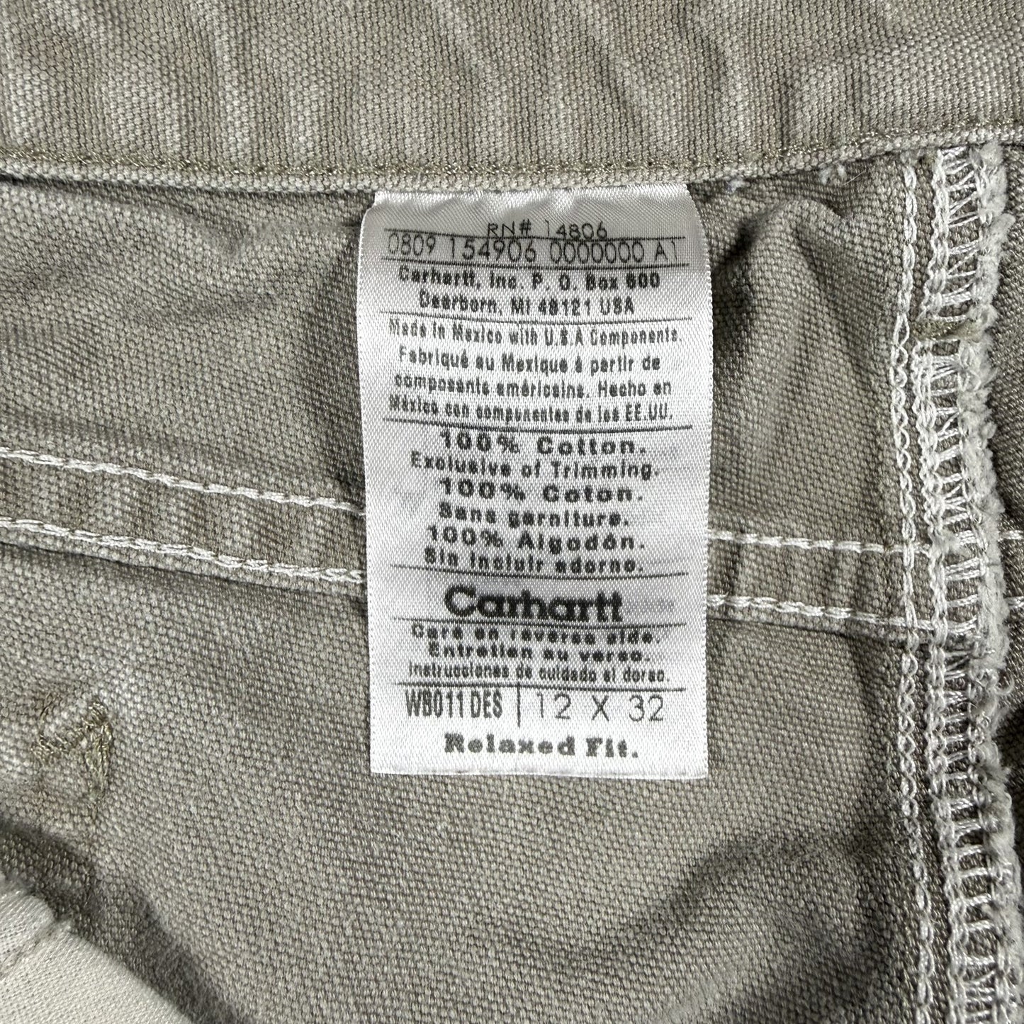 Carhartt Womens Work Pants WB011DES Size 12 x 32 Relaxed Fit Tan Desert Canvas