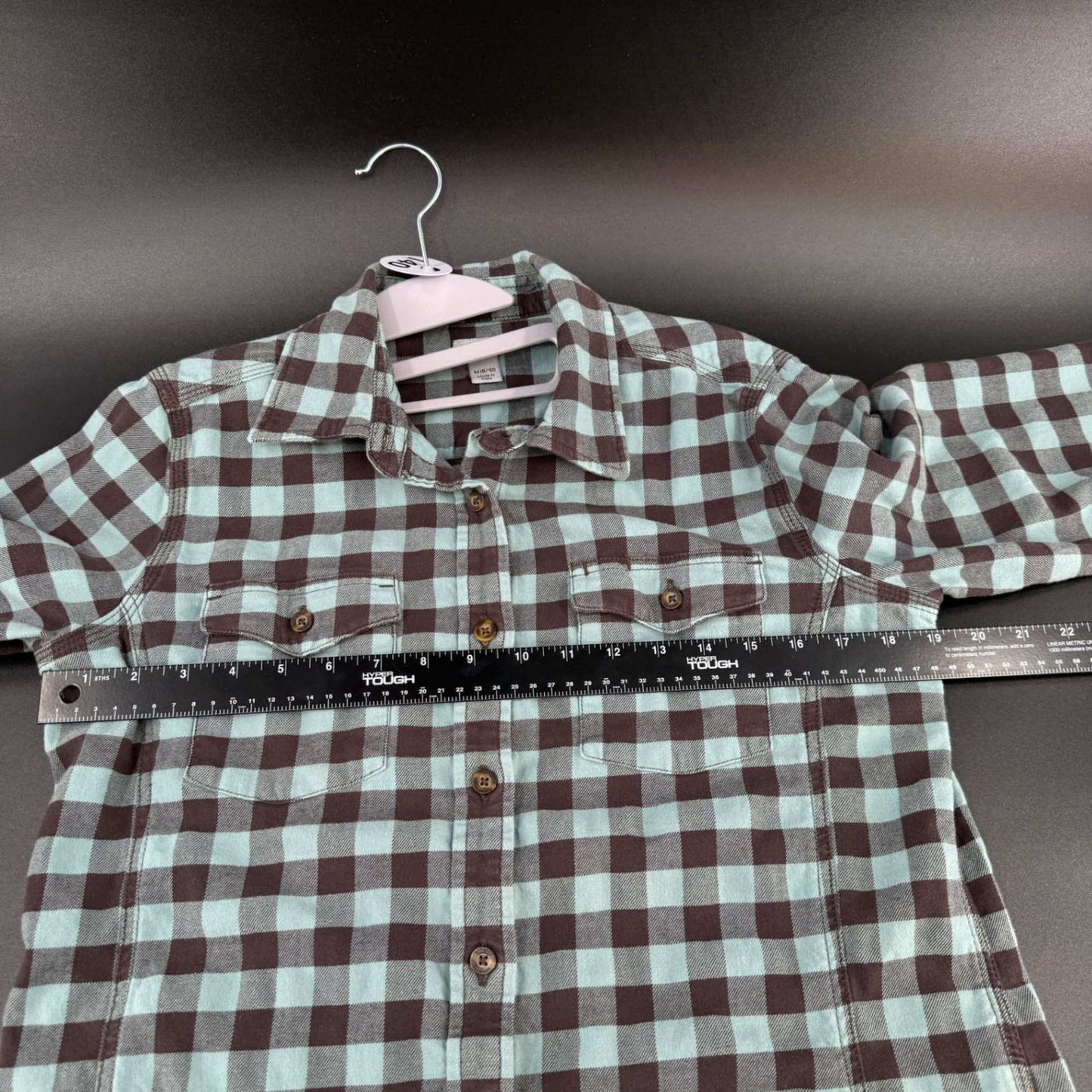 Carhartt Womens S Flannel Button Up Shirt Long Sleeve Plaid Blue Brown