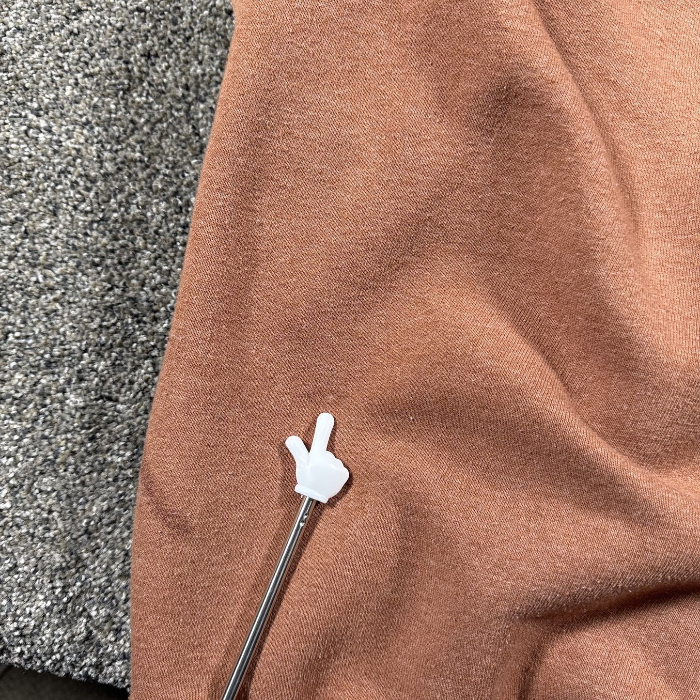 Carhartt Mens Loose Fit Hoodie Sweatshirt Size M Burnt Orange Spellout STAINS