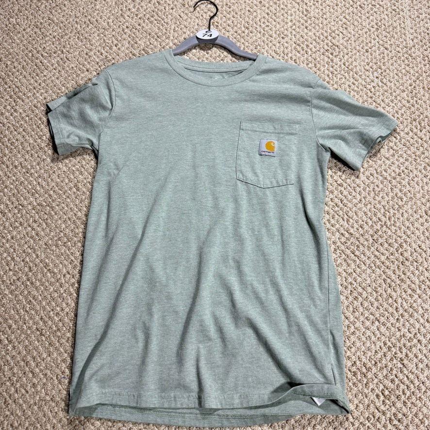 Carhartt Boys T-Shirt L 14-16 Green Pocket Adventure Tested Deer Short Sleeve