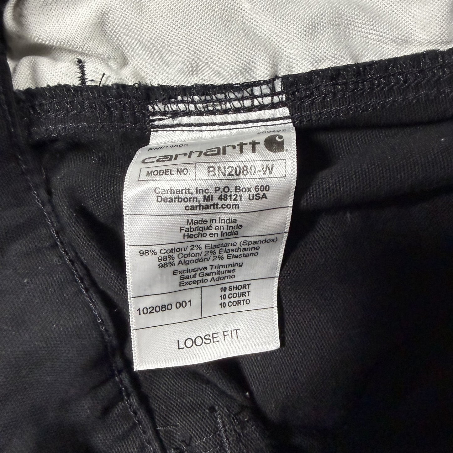 Carhartt Womens 10 Short Loose Fit Black Utility Cargo Work Pants Cotton Blend
