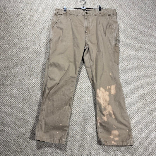 Carhartt Mens Carpenter Pants 44x32 Tan Relaxed Fit Distressed Stained
