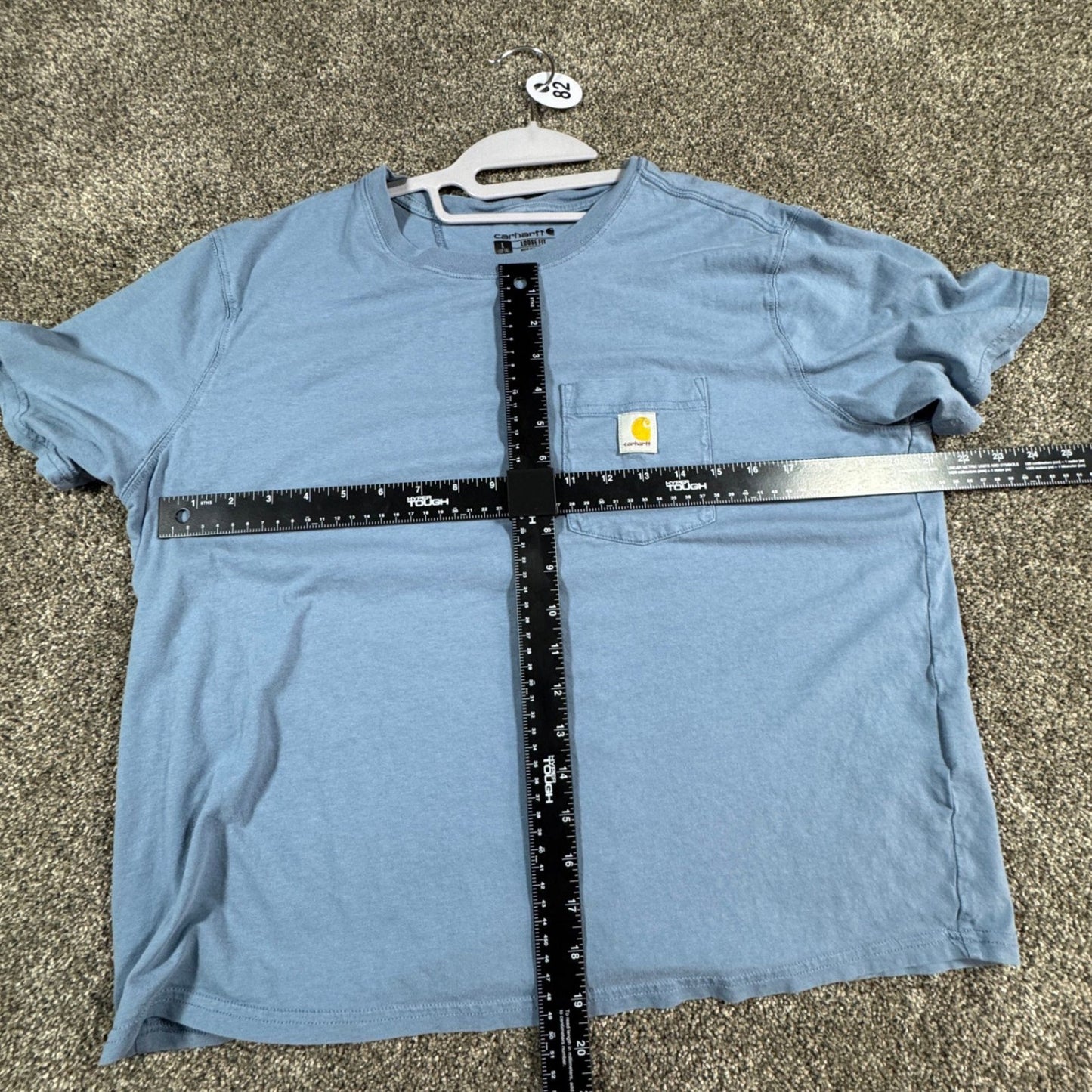 Carhartt Womens T-Shirt Size L 12-14 Blue Loose Fit Short Sleeve Pocket Tee